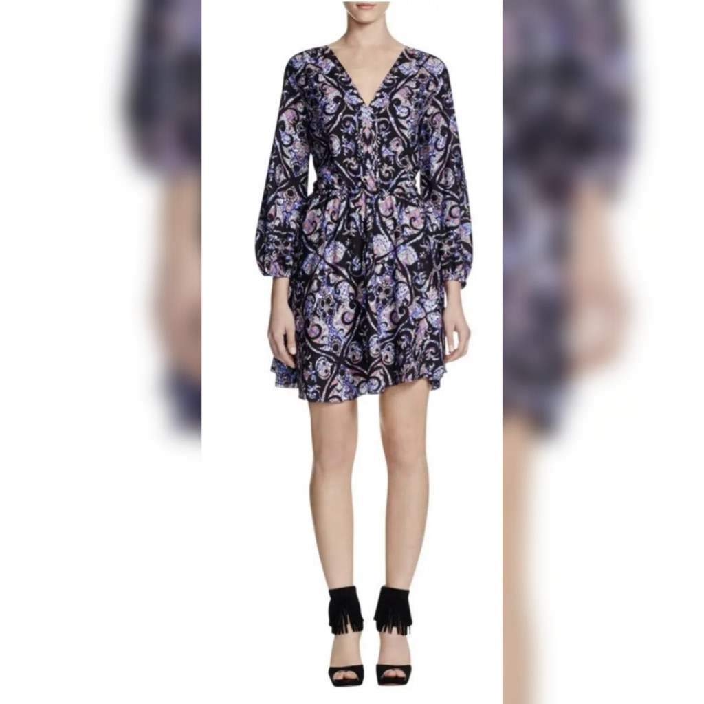 Amanda Uprichard 'Chelsea' ~ Black Print Silk Dress S